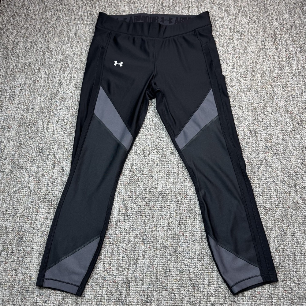 Under Armour Leggings Womens Large Capri Cropped Pants Athletic Gym Yoga Black